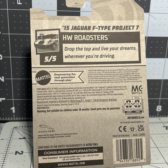 Hot Wheels '15 JAGUAR F-TYPE PROJECT 7 HW ROADSTERS 5/5 1:64 - Picture 2 of 7